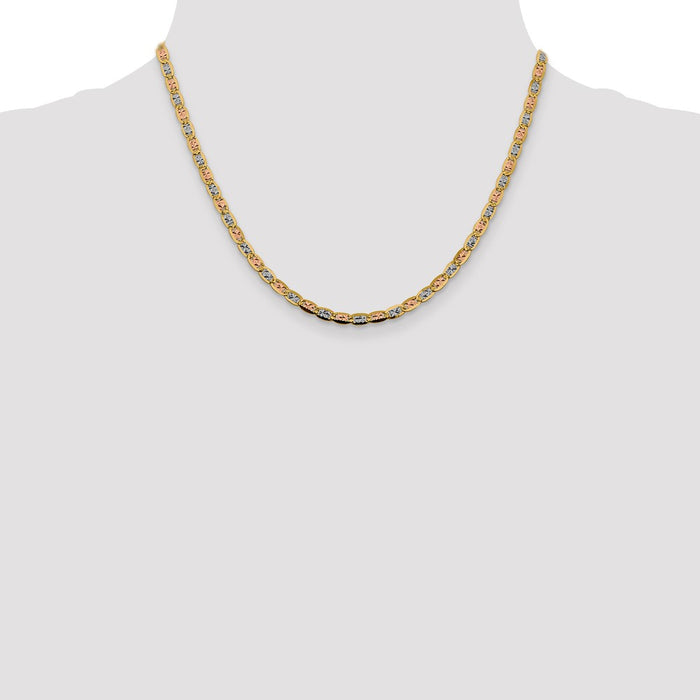 Shop 14K Tri-Color Pav Valentino Chain - 18 Inch, 3.8mm, Affordable Luxury-4