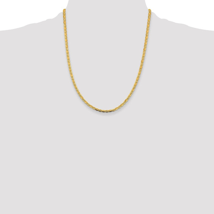 Buy 14K Tri-Color Valentino Chain - 22 Inch, 3.8mm, Stylish Lobster Clasp-4