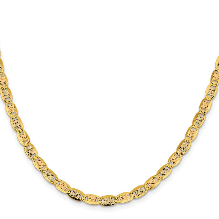 Buy Stylish 14K Tri-Color Pav Valentino Chain - 16 Inch, 4.65mm Luxury-2