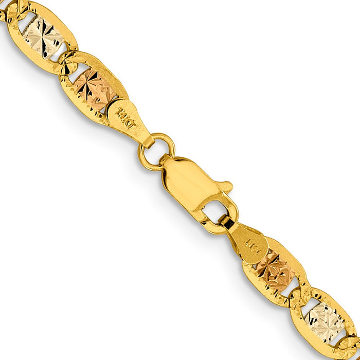 Buy 14K Tri-Color Valentino Chain - 26 Inch, 4.65mm Luxury Style-3