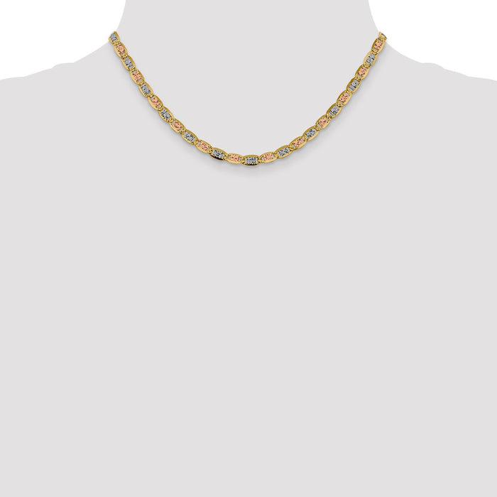 Buy Stylish 14K Tri-Color Pav Valentino Chain - 16 Inch, 4.65mm Luxury-4