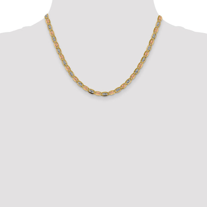Designer 14K Tri-Color Pav Valentino Chain - 18 Inch, 4.65mm, Stylish Value-4
