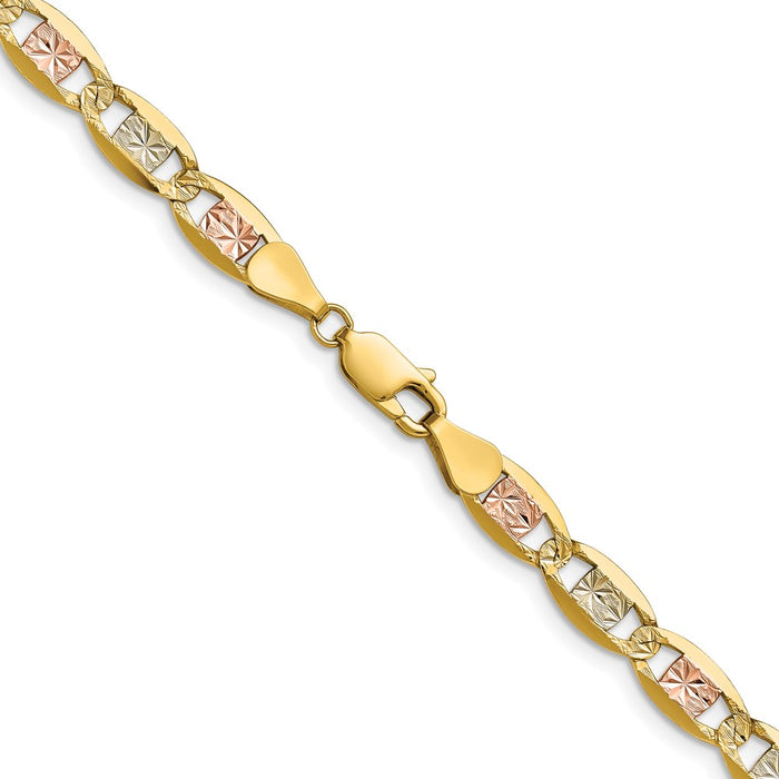 Exclusive 14K Tri-Color Gold 6.1mm Valentino Pav Chain - Stylish Luxury-3