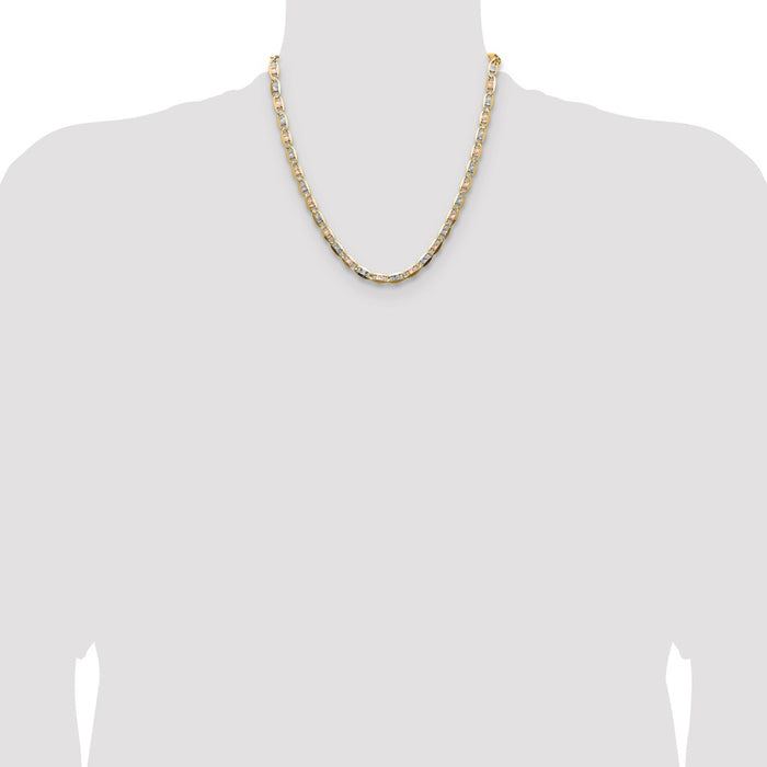 Shop 14K Tri-Color Gold 6.1mm Pav Valentino Chain - Stylish Luxury Jewelry-4