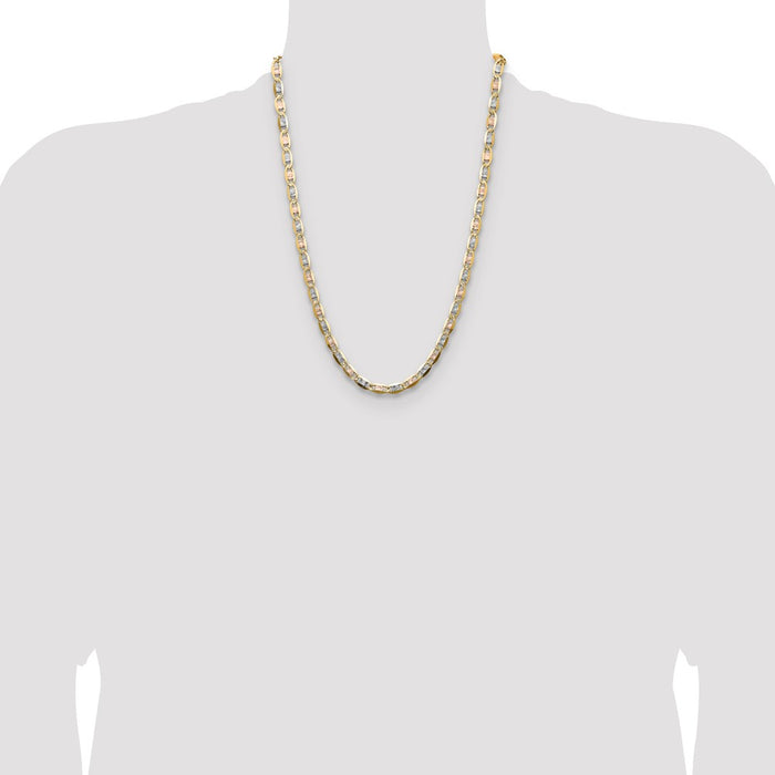 Shop Stylish 14K Tri-Color Gold 6.1mm Pav Valentino Chain - Luxury Value!-4