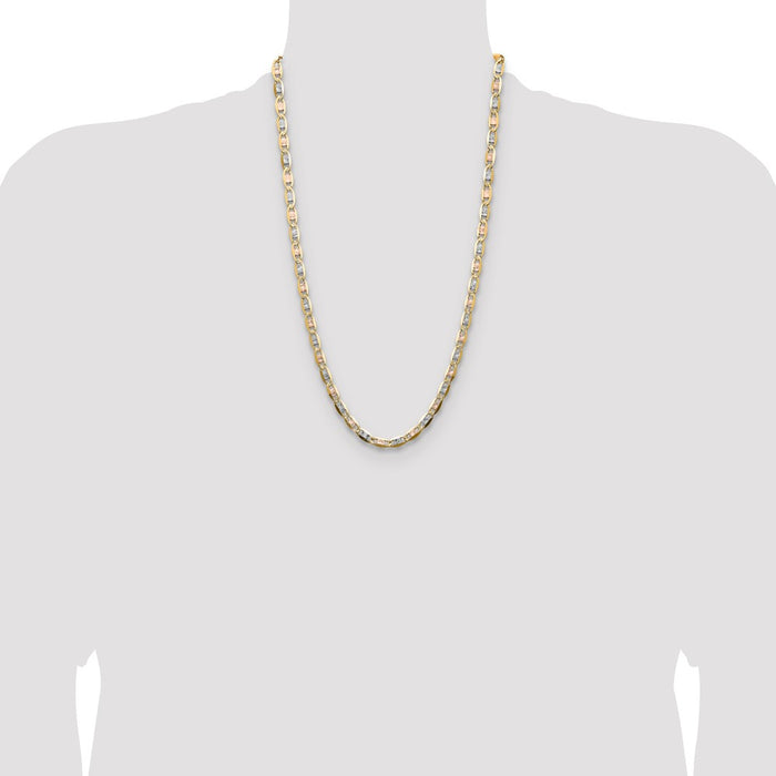 Exclusive 14K Tri-Color Gold 6.1mm Pav Valentino Chain - Affordable Luxury Jewelry-4