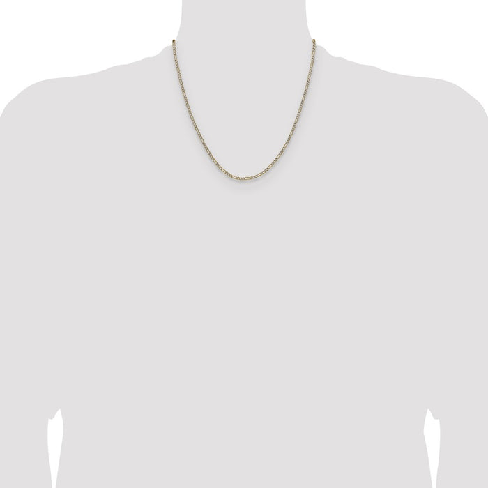 Buy 14K Rhodium-Plated 2.3mm Figaro Chain - Stylish & Affordable Luxury Jewelry-4