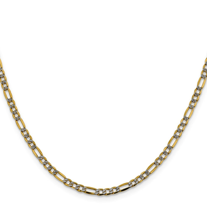 Shop Exclusive 14K Gold 20-Inch 3.2mm Figaro Chain | Stylish & Rhodium-Plated-2