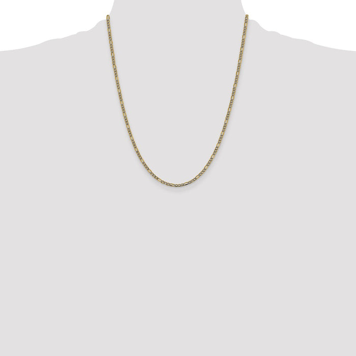 Shop Exclusive 14K Gold 22-Inch Figaro Chain - Stylish 3.2mm Rhodium-Plated Design-4