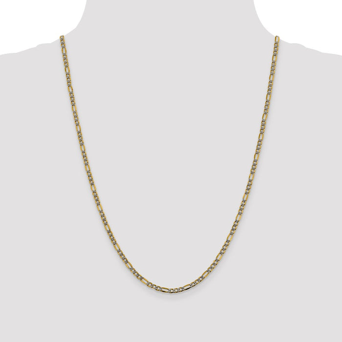 High-Quality 14K Gold 24-Inch Figaro Chain - Stylish Rhodium-Plated Design-4