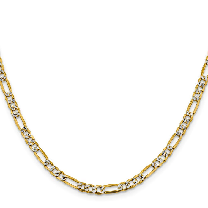 Buy 14K Gold 18-Inch Figaro Chain - 3.9mm Rhodium-Plated Luxury Jewelry-2