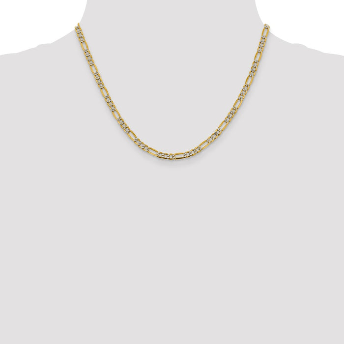 Buy 14K Gold 18-Inch Figaro Chain - 3.9mm Rhodium-Plated Luxury Jewelry-4