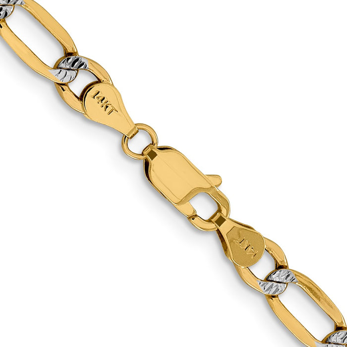 Shop Exclusive 24-Inch 14K Gold Figaro Chain - 5.25mm, Stylish & Rhodium-Plated-3
