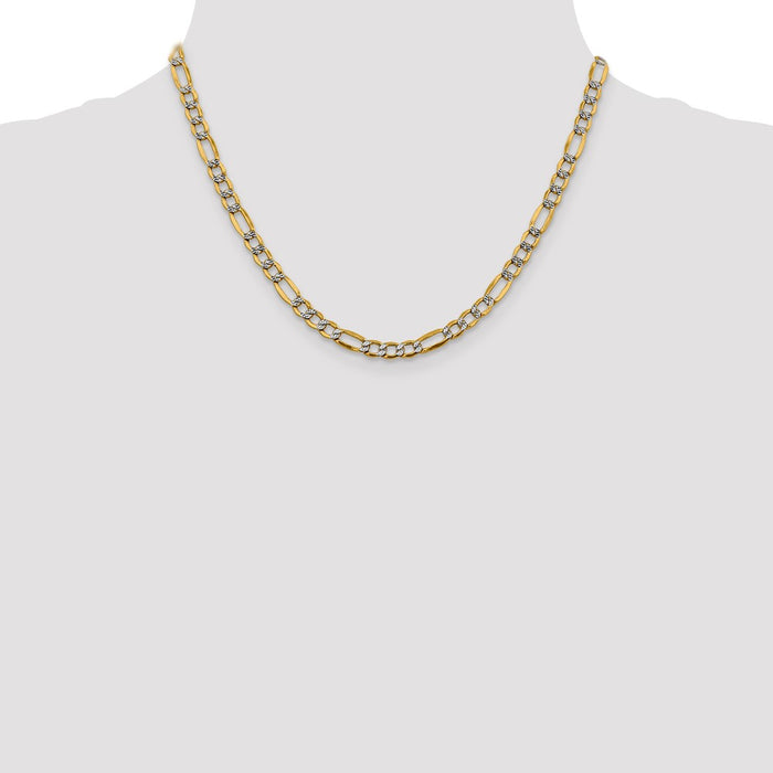 Buy 14K Gold 18-Inch Figaro Chain - Stylish 5.25mm Semi-Solid Design-4