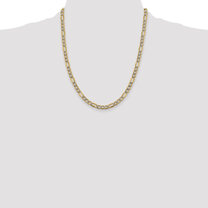 Shop 14K Gold 22-Inch Figaro Chain, 5.25mm Rhodium-Plated, Stylish Value!-4