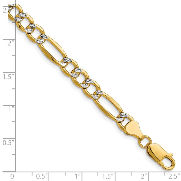 Shop Stylish 14K Semi-Solid Figaro Chain with 6.5mm Pav Accents-2