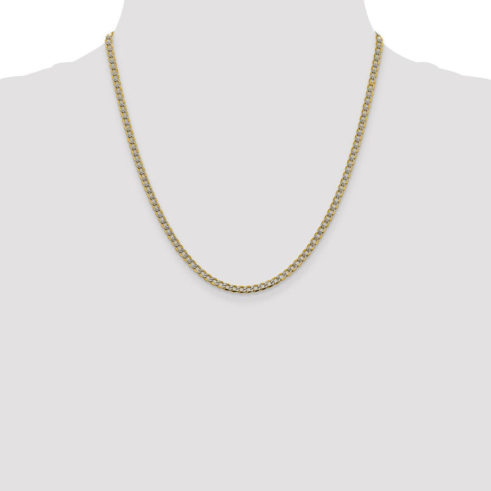 Shop 14K Gold 20-Inch 3.4mm Curb Chain - Stylish Rhodium-Plated Design-4