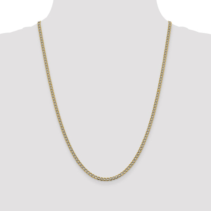 Order Stylish 14K Gold 24-Inch 3.4mm Rhodium-Plated Curb Chain - Luxury Value-4