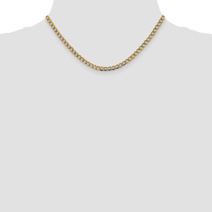 Buy 14K Gold 16-Inch 4.3mm Rhodium-Plated Curb Chain - Stylish Luxury Jewelry-4