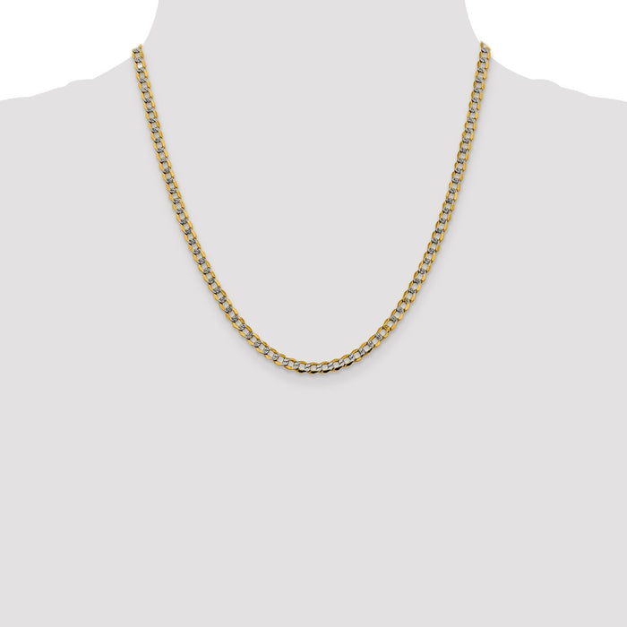 Buy Stylish 14K Gold 20-Inch 4.3mm Rhodium-Plated Curb Chain - Luxury Value-4