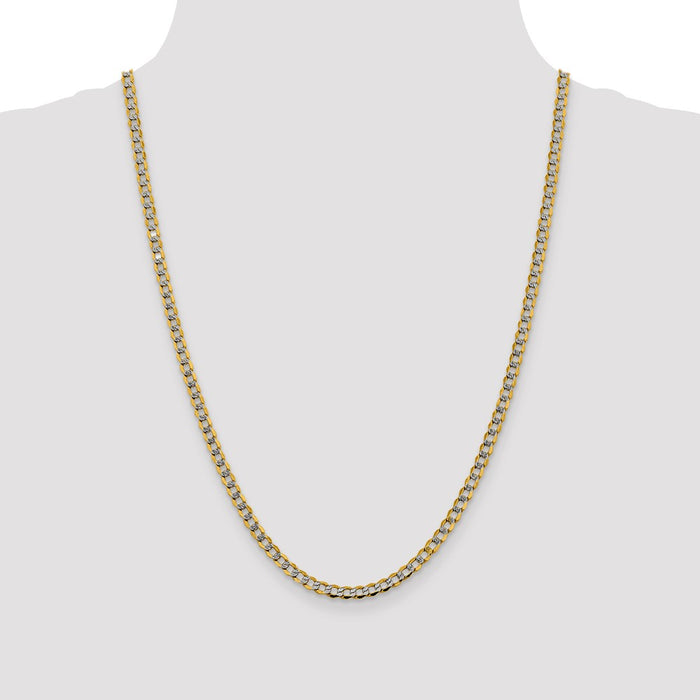 Buy Stylish 14K Gold 24-Inch Curb Chain - 4.3mm Semi-Solid Rhodium-Plated-4