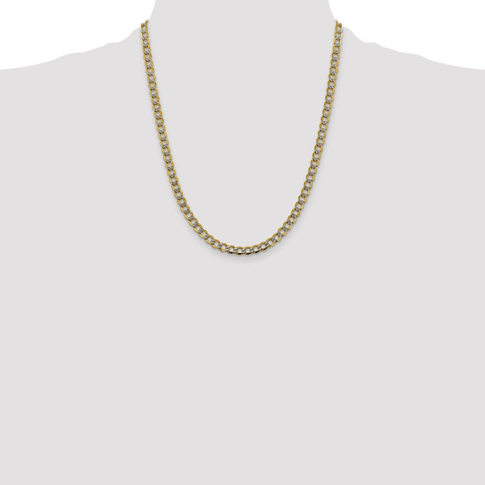 High-Quality 14K Gold 22-Inch 5.2mm Rhodium-Plated Curb Chain - Stylish Value!-4