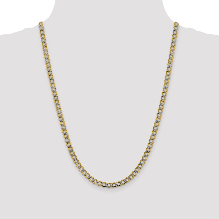 Buy 14K Gold 24-Inch 5.2mm Curb Chain - Stylish & Durable Rhodium-Plated Design-4