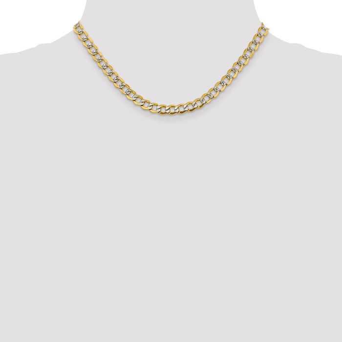 Shop 14K Gold 16-Inch 6.75mm Semi-Solid Curb Chain - Stylish & Affordable!-4
