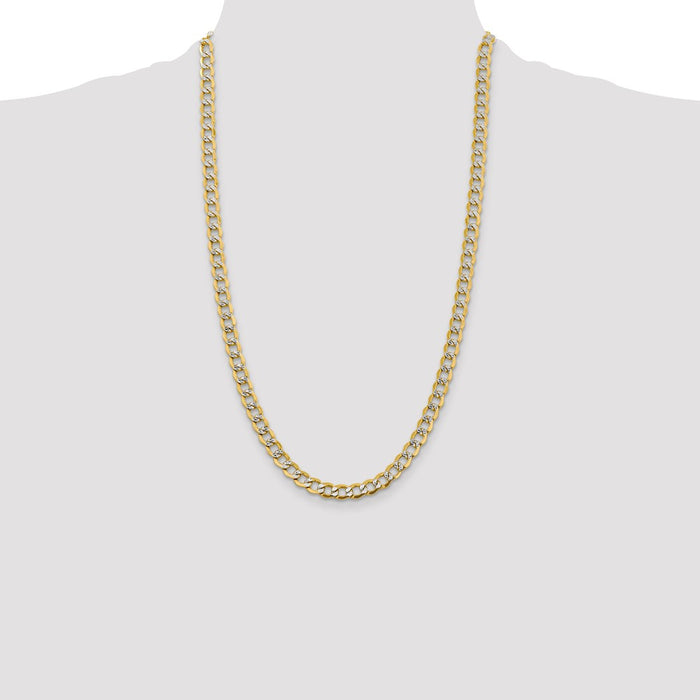 Buy 14K Gold 26-Inch Semi-Solid Curb Chain - Stylish 6.75mm Rhodium-Plated-4