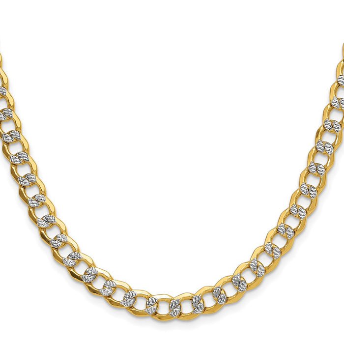 Shop 14K Gold 7.1mm Rhodium-Plated Curb Chain - Stylish & Affordable Value!-2