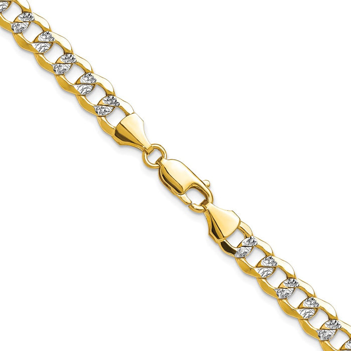 Buy 14K Gold 7.1mm Semi-Solid Rhodium-Plated Curb Chain - Stylish Luxury Value-3