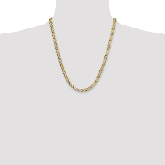 Buy 14K Gold 7.1mm Semi-Solid Rhodium-Plated Curb Chain - Stylish Luxury Value-4