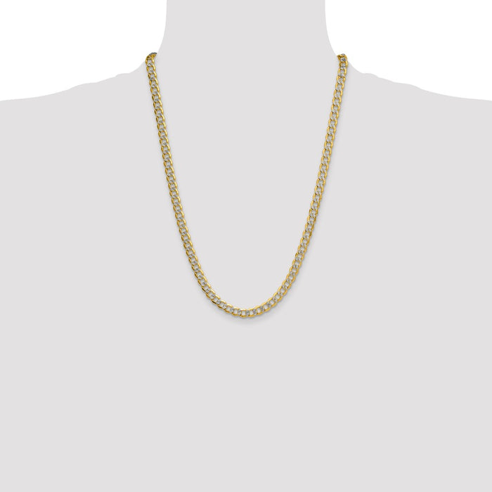 Buy 14K Gold 7.1mm Rhodium-Plated Curb Chain - Stylish & High-Quality Jewelry-4