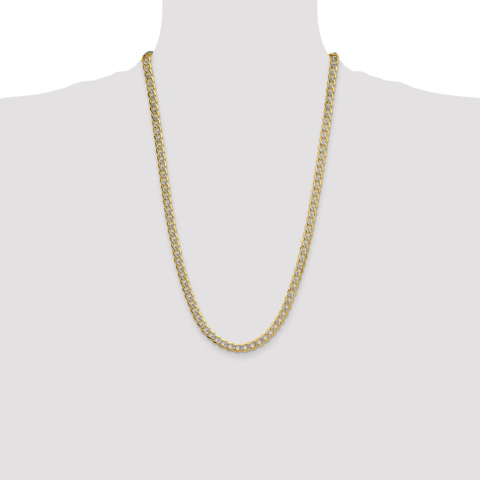 High-quality 14K Gold 7.1mm Rhodium-Plated Curb Chain - Stylish & Affordable!-4