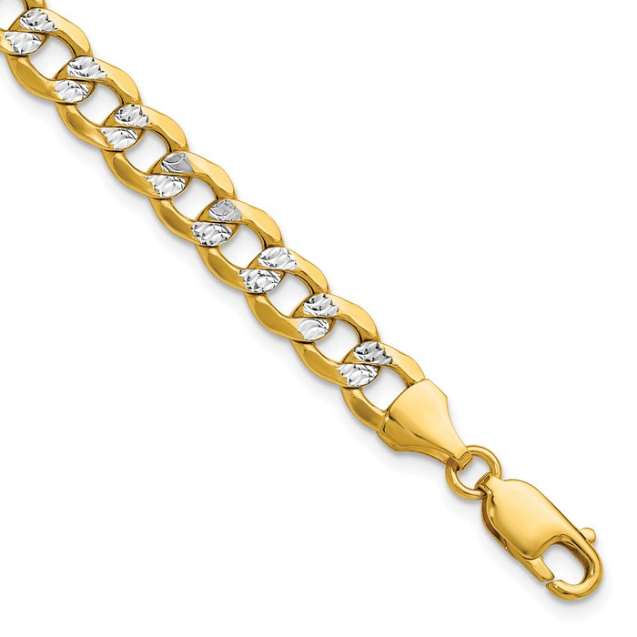 Buy Stylish 14K Gold 7.1mm Rhodium-Plated Curb Chain - Affordable Luxury-1