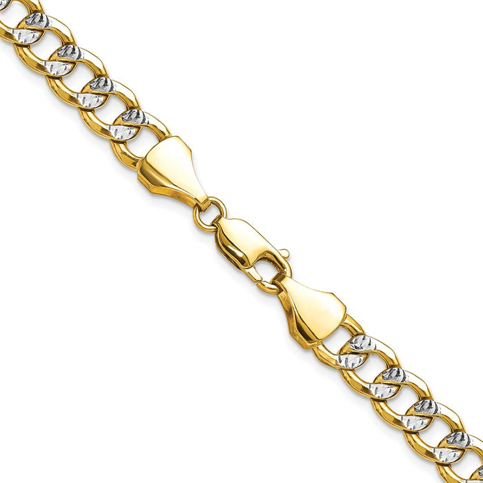 High-Quality 14K Gold 7.75mm Rhodium-Plated Curb Chain | Luxury Value Piece-3