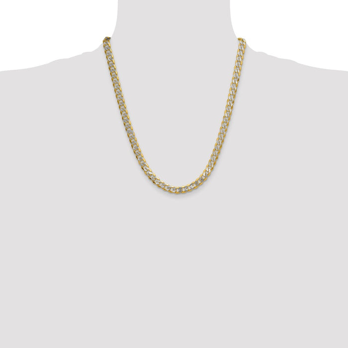 Shop 14K Gold 7.75mm Semi-Solid Rhodium-Plated Curb Chain - Stylish Value!-4