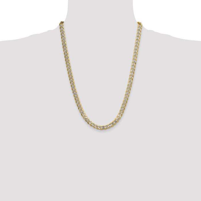 High-Quality 14K Gold 7.75mm Rhodium-Plated Curb Chain - Stylish Value!-4