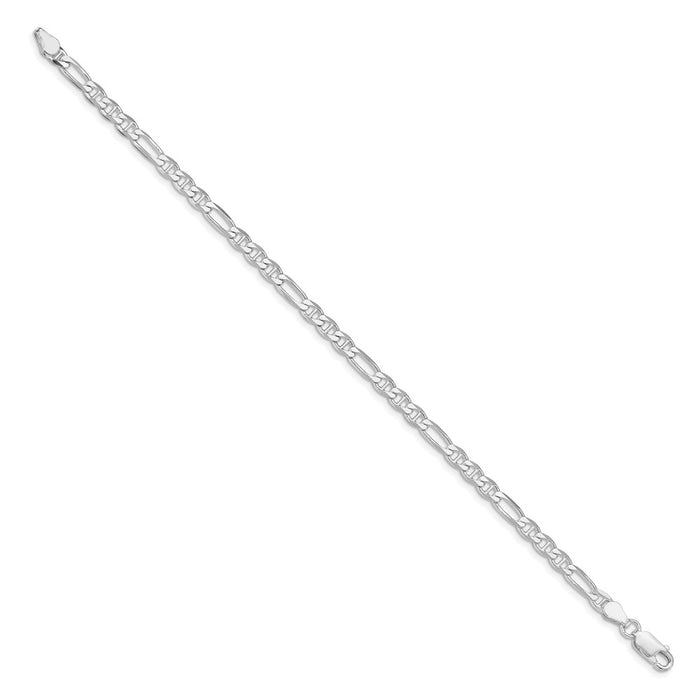 Buy Stylish Rhodium-Plated Sterling Silver 3.75mm Figaro Chain - Affordable Luxury!-2