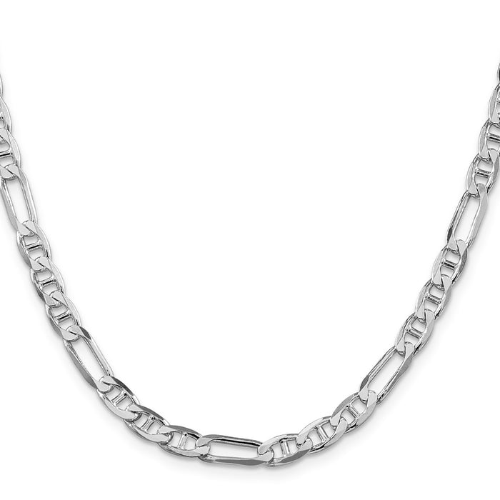 Buy Stylish Rhodium-Plated Sterling Silver 5.5mm Figaro Anchor Chain - Value!-2