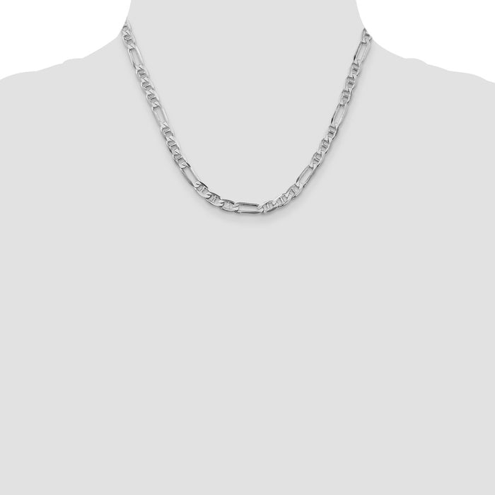 Buy Stylish Rhodium-Plated Sterling Silver 5.5mm Figaro Anchor Chain-4