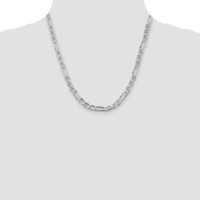 High-quality Rhodium-Plated Sterling Silver 5.5mm Figaro Chain | Stylish Value-4