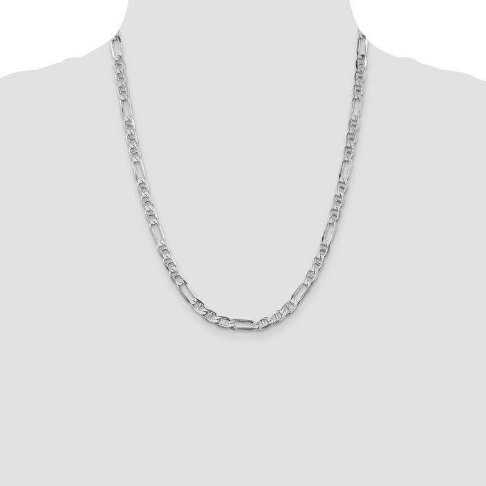 Buy Stylish Rhodium-Plated Sterling Silver 5.5mm Figaro Anchor Chain - Value!-4