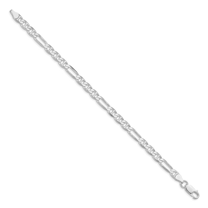 High-Quality Rhodium-Plated Sterling Silver 5.5mm Figaro Chain - Stylish Value!-2