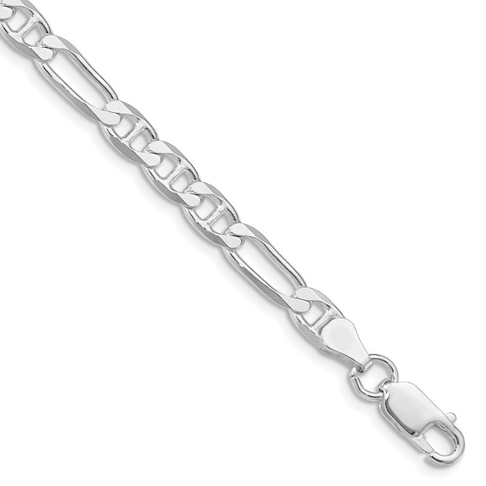 Buy Stylish Rhodium-Plated Sterling Silver 5.5mm Figaro Chain - Affordable Luxury!-1