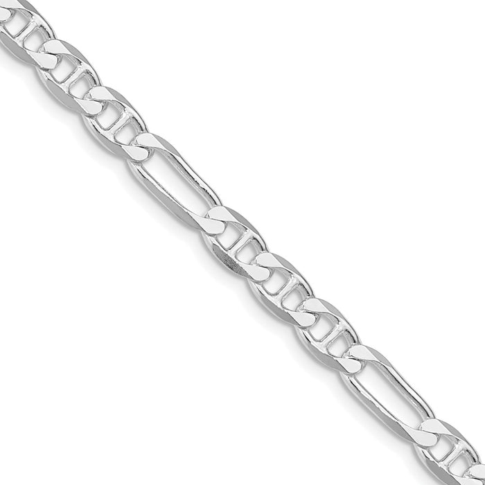 Buy Stylish Rhodium-Plated Sterling Silver 5.5mm Figaro Anchor Chain - Value!-1