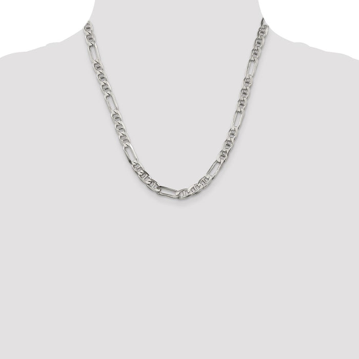 Buy Stylish 6.5mm Sterling Silver Figaro Anchor Link Chain - Affordable Luxury-4
