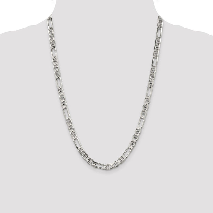 Buy Stylish 6.5mm Sterling Silver Figaro Anchor Link Chain - Luxury Value-4
