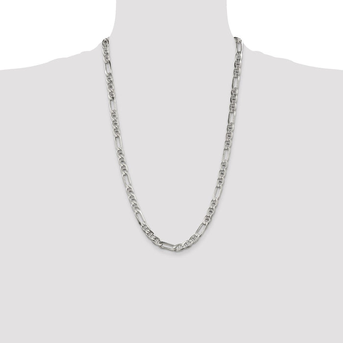 Buy Stylish 6.5mm Sterling Silver Figaro Anchor Chain - Luxury Value Jewelry-4
