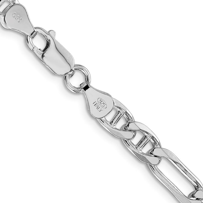 Buy Stylish Rhodium-Plated Sterling Silver Figaro Anchor Chain - 6.5mm-3